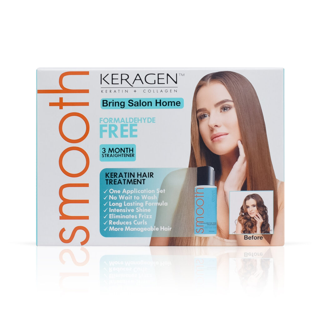 KERAGEN - Brazilian Keratin Smoothing Treatment, Blowout Straightening  System for Dry and Damaged Hair, Formaldehyde Free, 16 Oz - Eliminate Curls  and